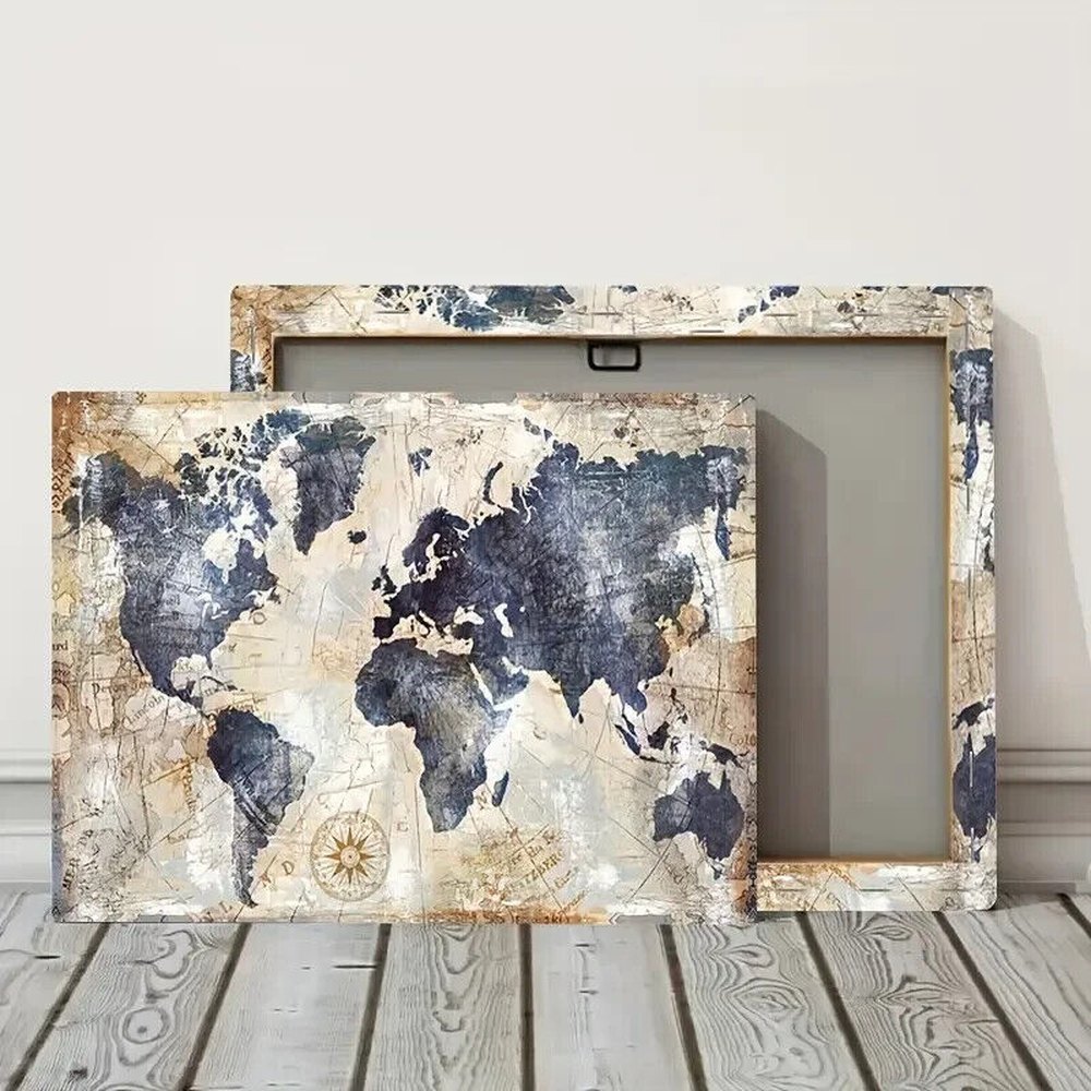 World Map Artistic Canvas Print Framed 8" x 12" Wall Art Home & Garden:Home Décor:Posters & Prints Style Your Walls